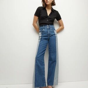 Veronica Beard two toned TAylor wide leg jeans